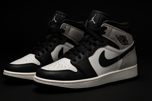 a pair of jordan shoes with a black background